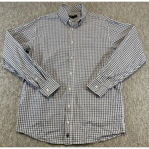 Johnnie-O Shirt Mens XL Navy Blue Gingham Check Button Down Long Sleeve